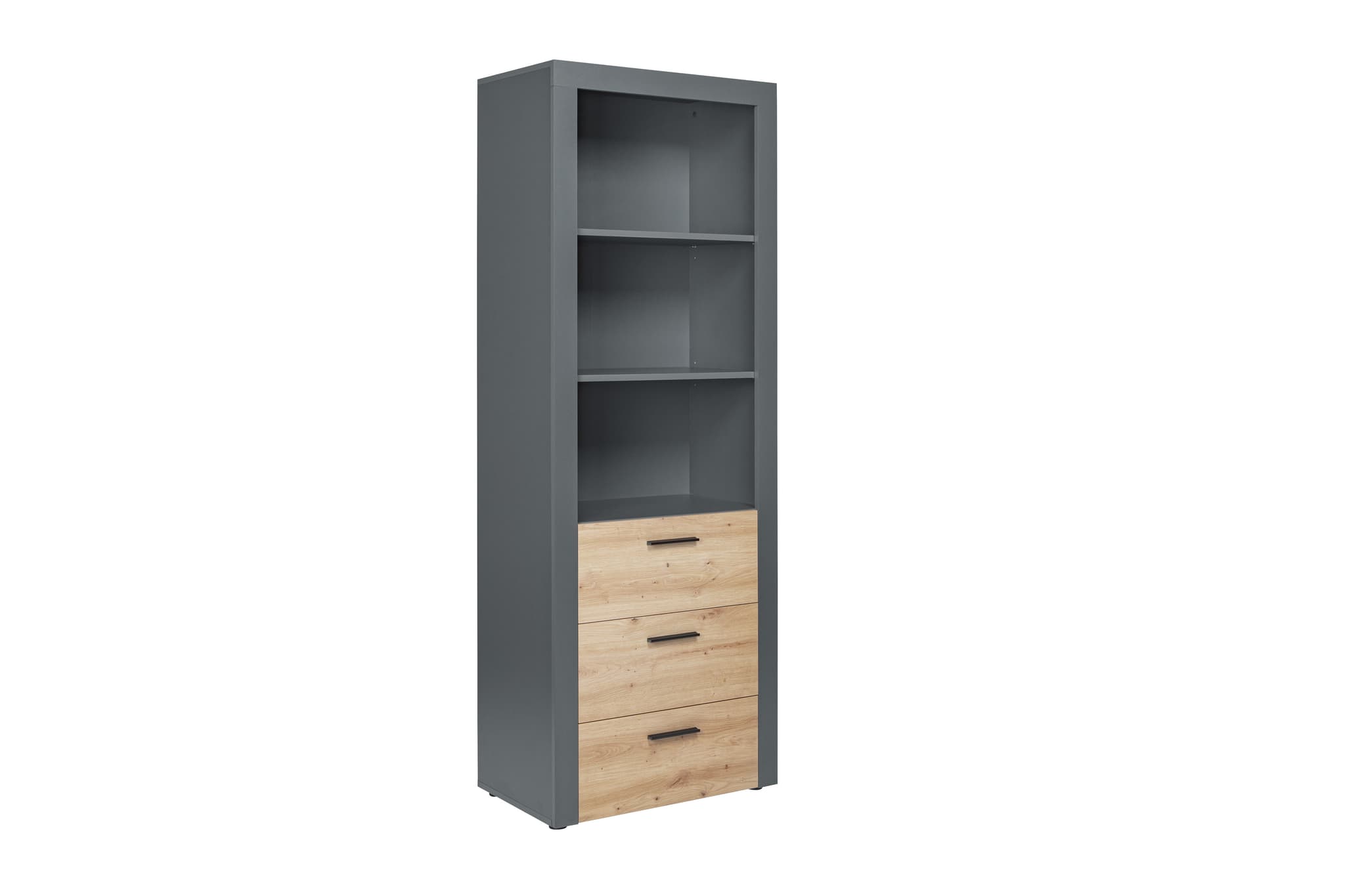 NORDIC LIVING COLLECTION Corbeto Artisan fristående hylla / antracit med 3 fack och 3 lådor