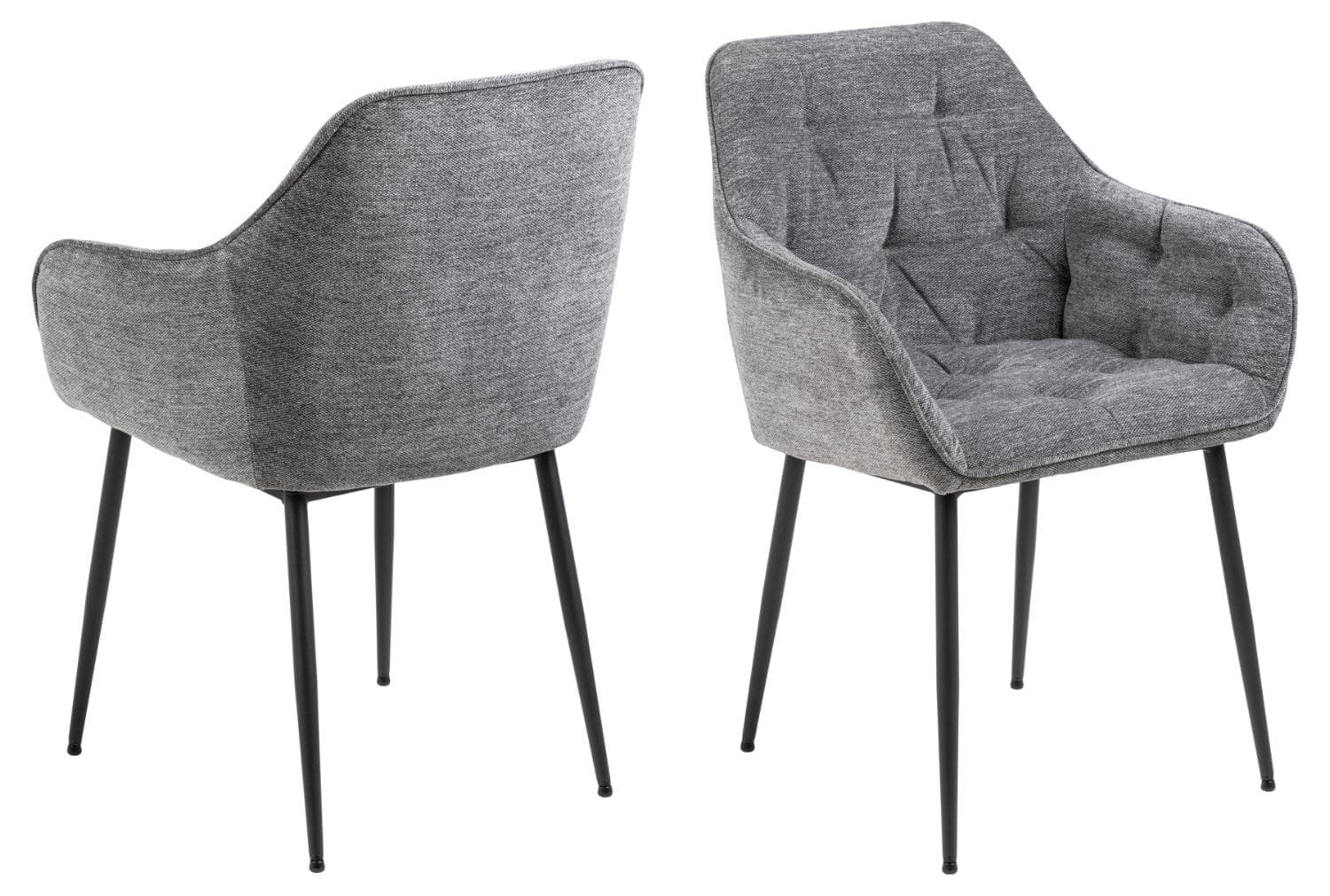 ACT NORDIC Brooke matbordsstol, med armstöd - antracitgrå polyester och svart metall