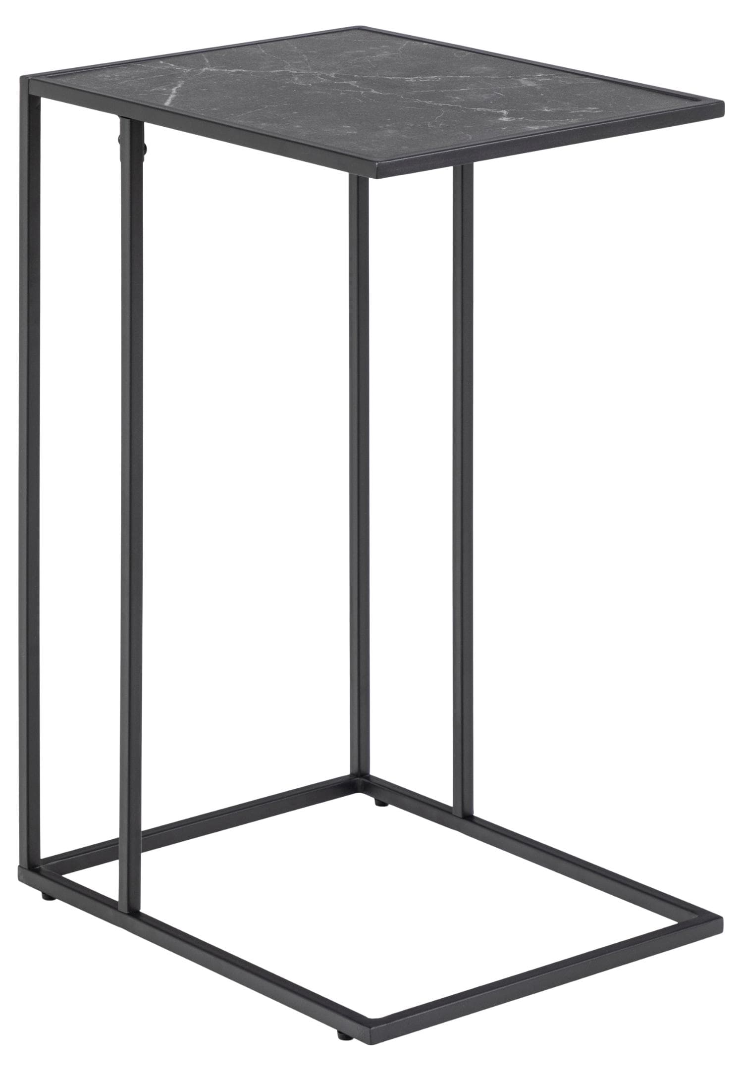 ACT NORDIC Infinity hörnbord, rektangulärt - svart marmor melamin och svart metall (43x35)