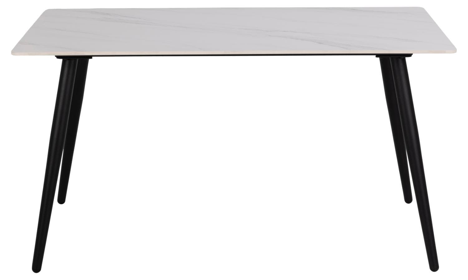 ACT NORDIC Wicklow matbord, rektangulärt - vit Unico keramik och svart metall (140x80)