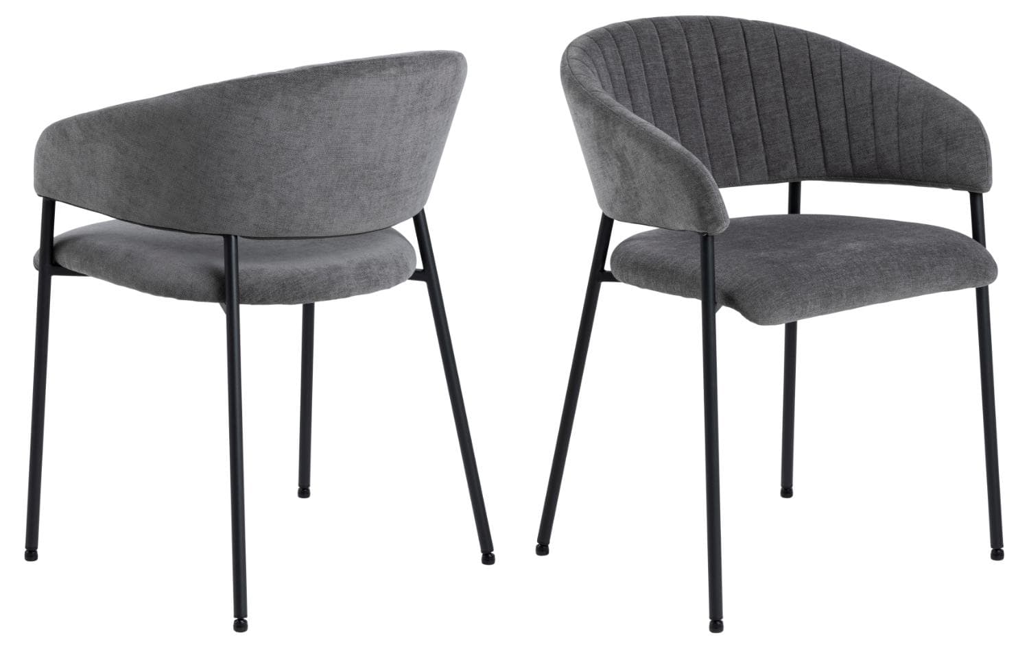 ACT NORDIC Ann matbordsstol, m. armstöd - mörkgrå polyester och svart metall