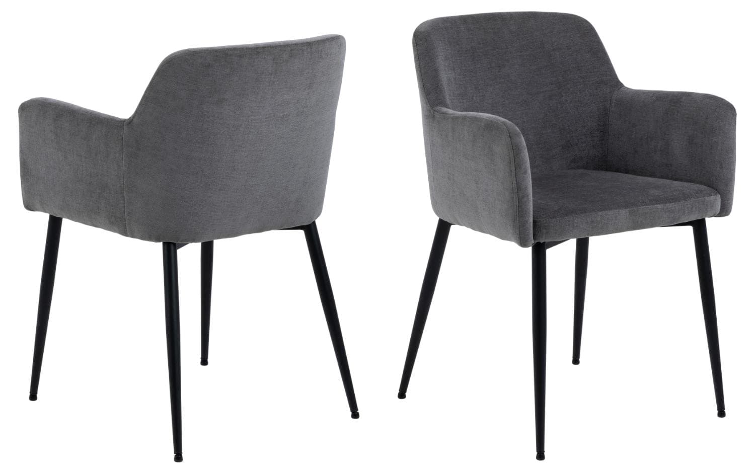 ACT NORDIC Karen matbordsstol, m. armstöd - mörkgrå polyester och svart metall