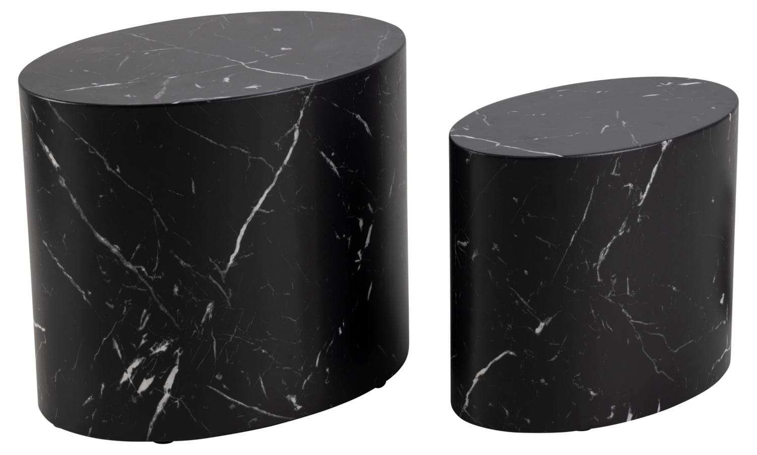 ACT NORDIC Mice soffbord, ovalt - svart Marquina-marmorpapper (set med 2)