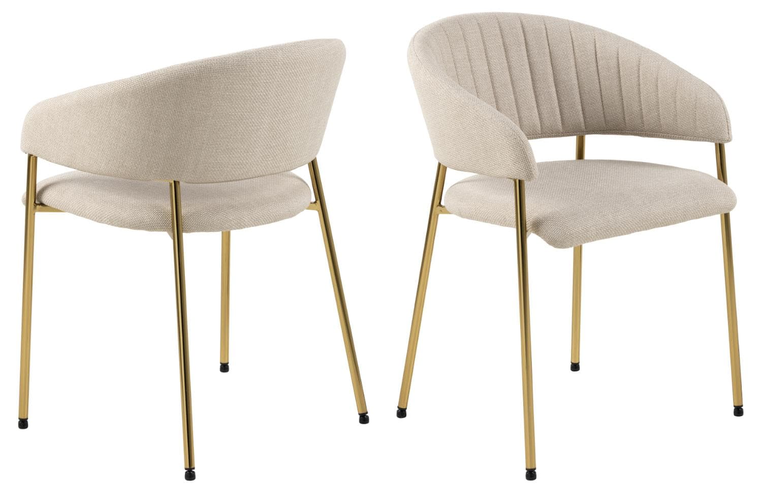 ACT NORDIC Ann matbordsstol, med armstöd - beige polyester och gyllene krommetall