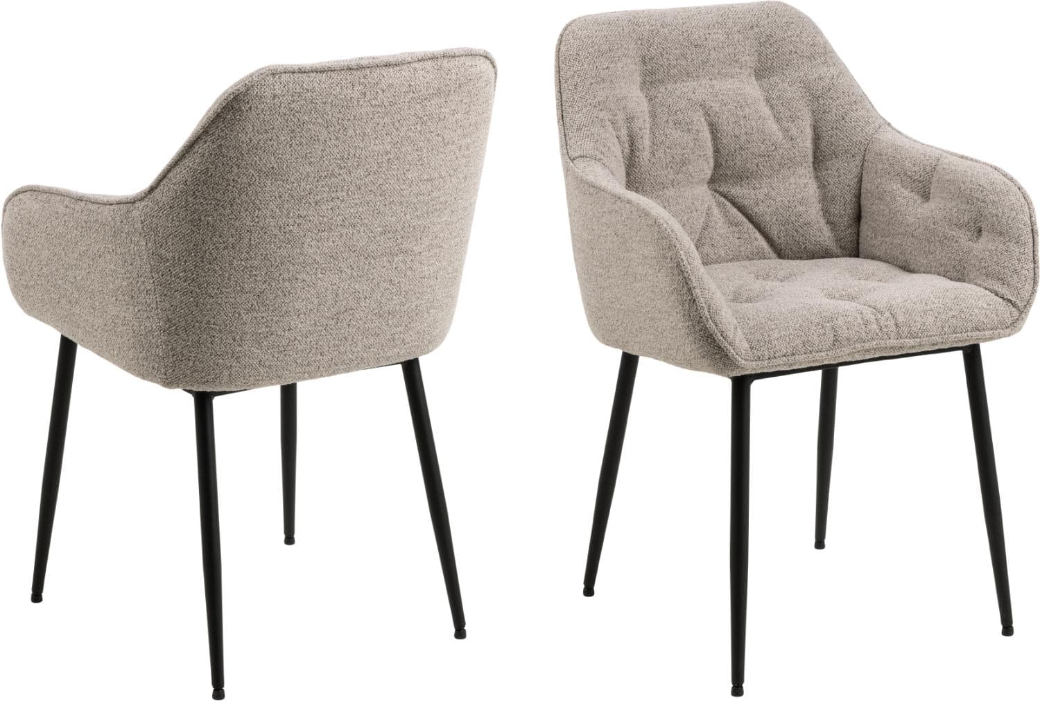 ACT NORDIC Brooke matbordsstol, med armstöd - beige tyg och svart metall