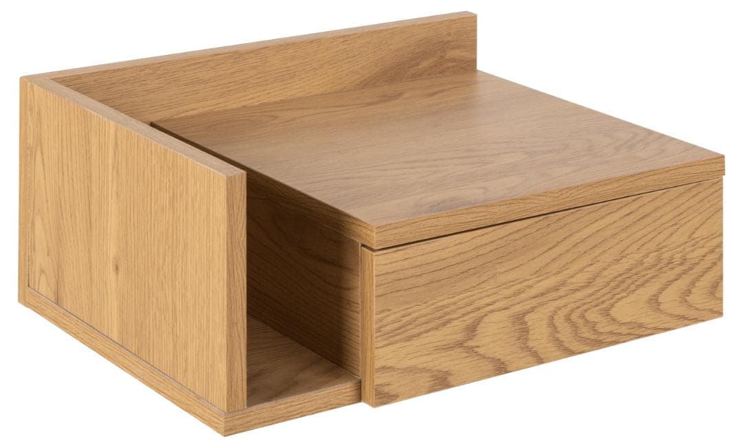 ACT NORDIC Ashlan vägghängt sängbord, m. 1 låda, vändbar - naturligt vild ekpapper MDF (40x32)