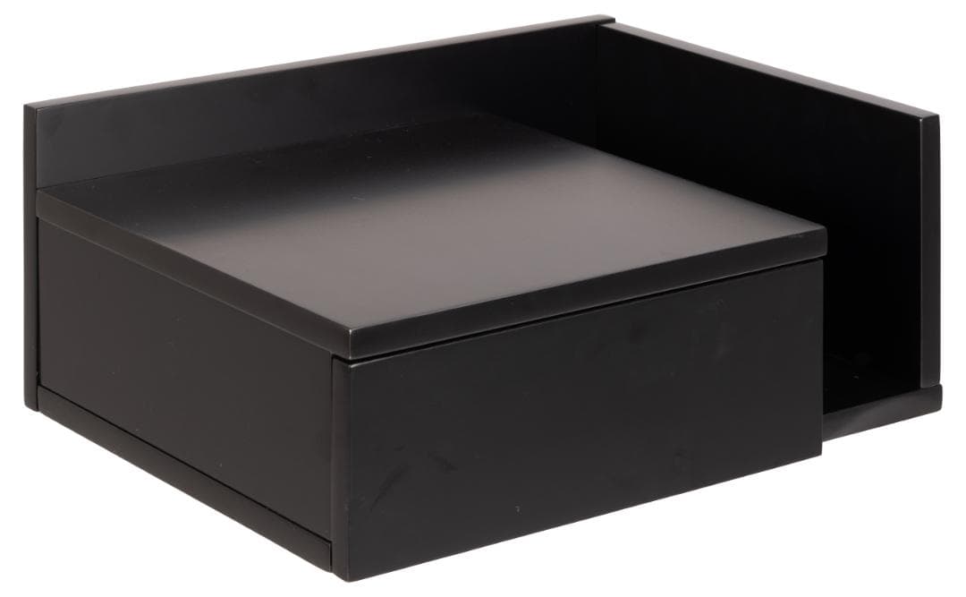 ACT NORDIC Ashlan vägghängt sängbord, m. 1 låda, vändbar - svart MDF (40x32)