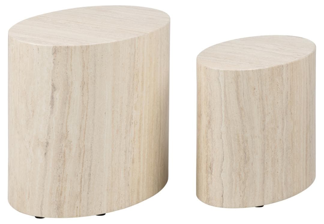 ACT NORDIC Mice soffbord, ovalt - beige travertinpapper (set med 2)