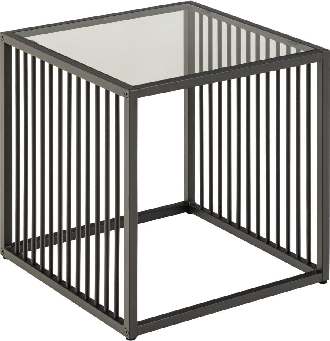 ACT NORDIC Strington sidobord, fyrkantigt - rökt glas och svart stål (40x40)