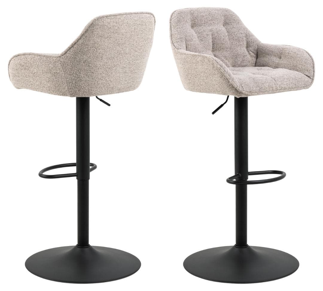 ACT NORDIC Brooke barstol, med ryggstöd, armstöd, fotstöd, vridfunktion - beige tyg och svart stål