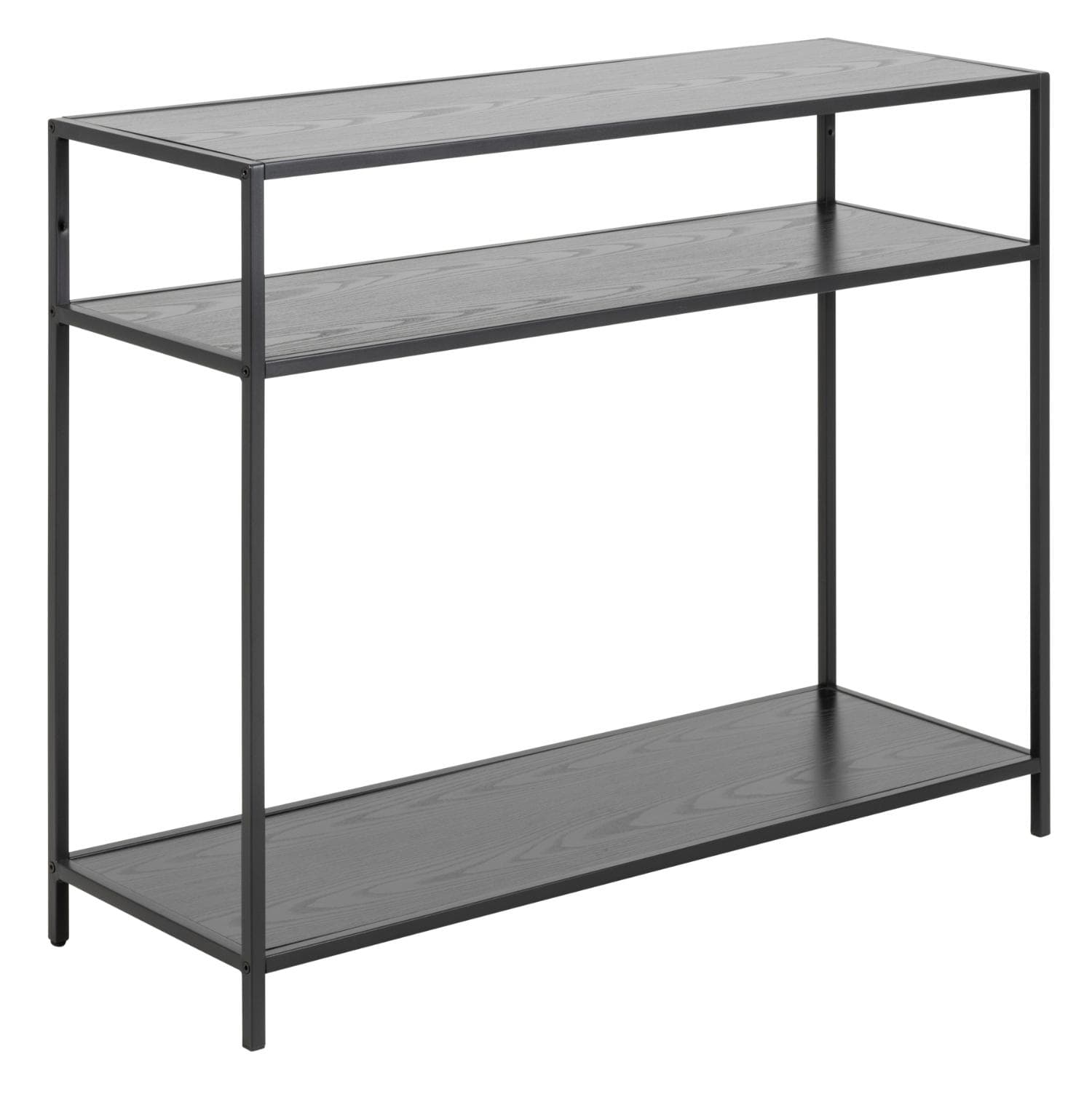 ACT NORDIC Seaford konsolbord, w. 2 hyllplan - svart askmelamin och svart stål (100x35)