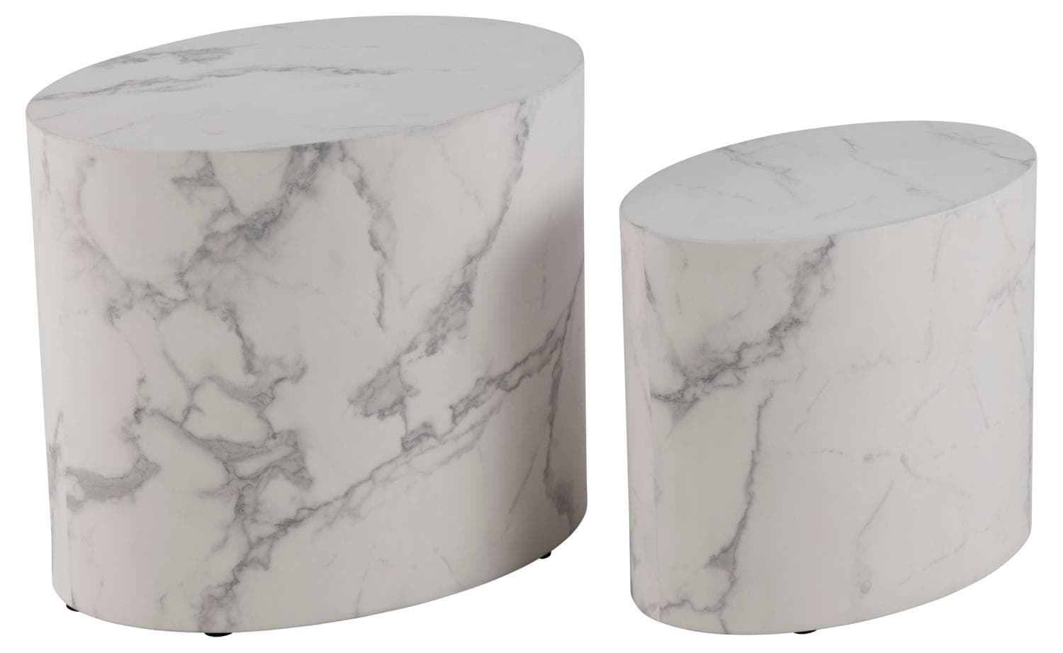 ACT NORDIC Mice soffbord, ovalt - vitt Carrara papper med marmormönster (set om 2)
