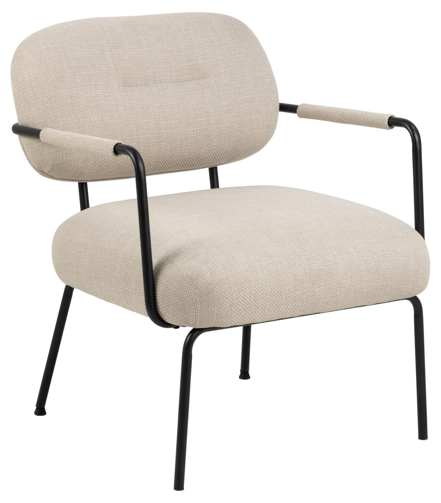 ACT NORDIC Dillon fåtölj, med armstöd - beige tyg och svart stål