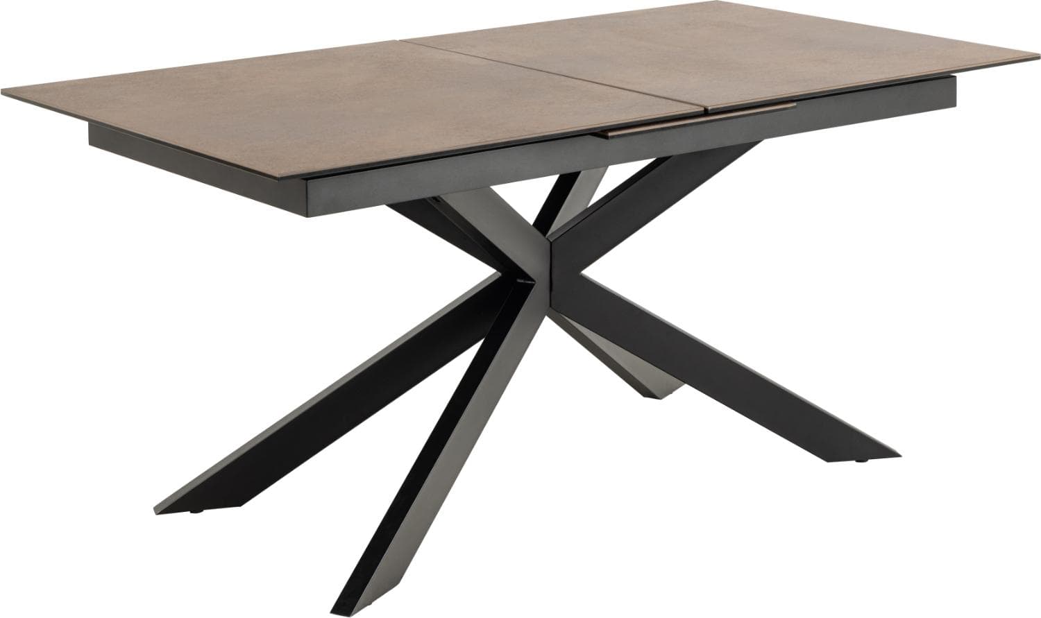 ACT NORDIC Irwine matbord, m. 1 extra platta - rostbrun keramik|glas och svart stål (168/210x90)