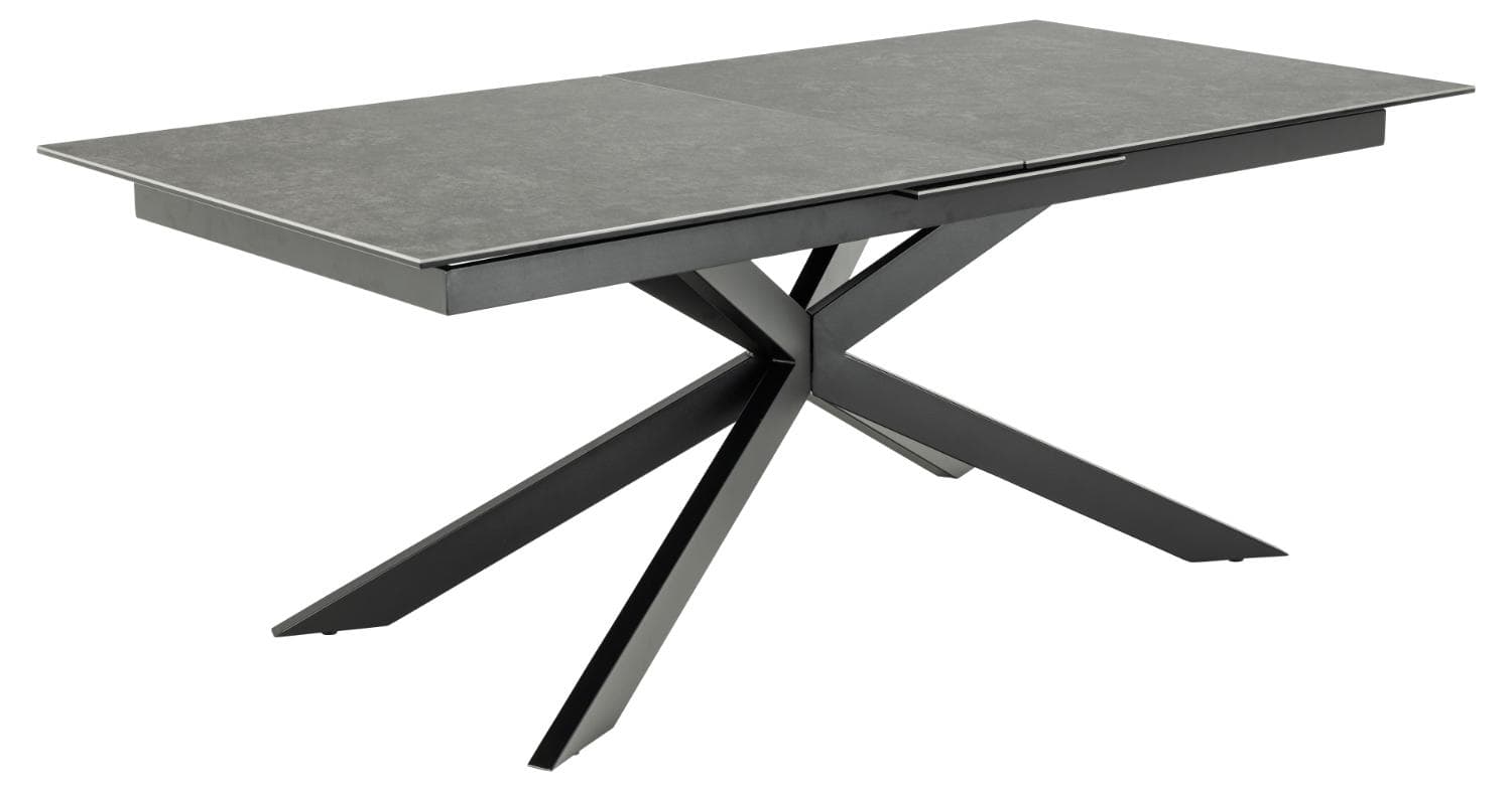 ACT NORDIC Irwine matbord, m. 1 extra platta - svart keramik|glas och svart stål (200/240x100)