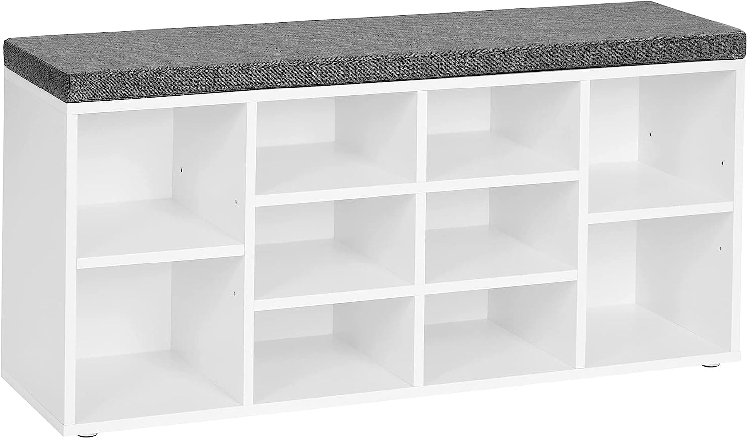 VASAGLE skobänk, 3-delad skohylla, 11,8 x 28,7 x 17,7 tum skohylla förvaringsbänk med metallnäthyllor och säte, fristående skoorganisatör för hall, rustikbrun och svart