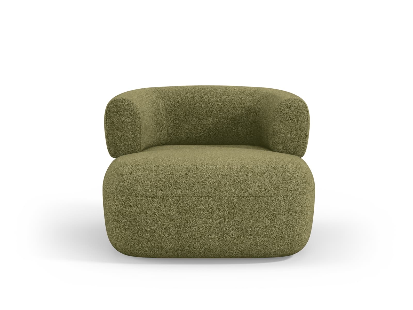 MICADONI Jenny fåtölj, m armstöd, 1 sits - grön bouclé och svart plast