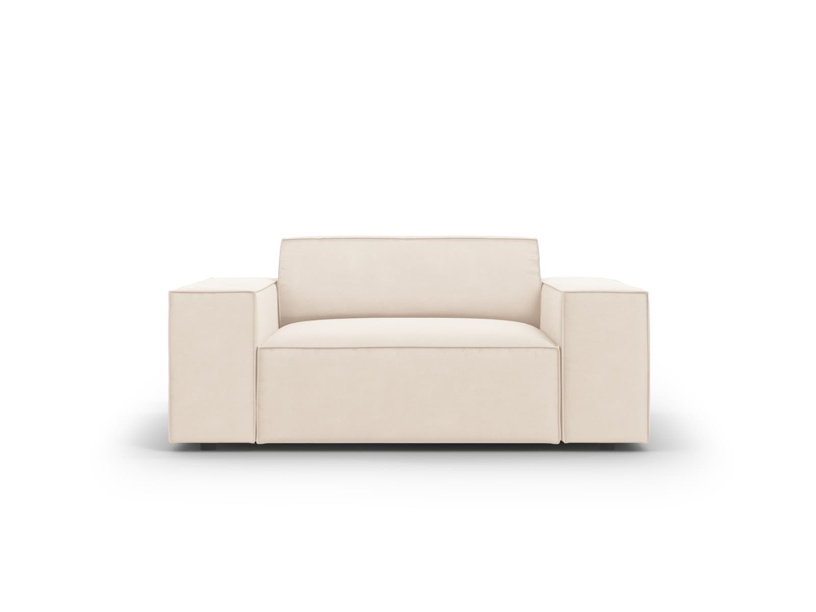 MICADONI Jodie fåtölj, med armstöd, 1 sits - beige sammet och svart plast