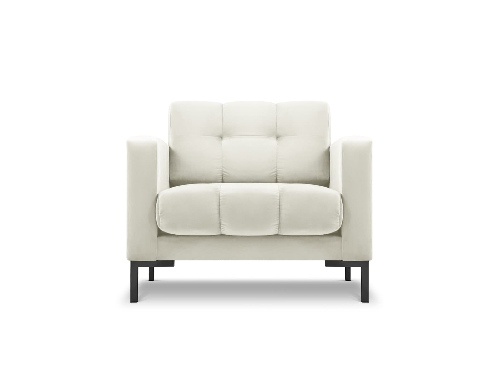 MICADONI Mamaia fåtölj, med armstöd, 1 sits - beige sammet och svart metall