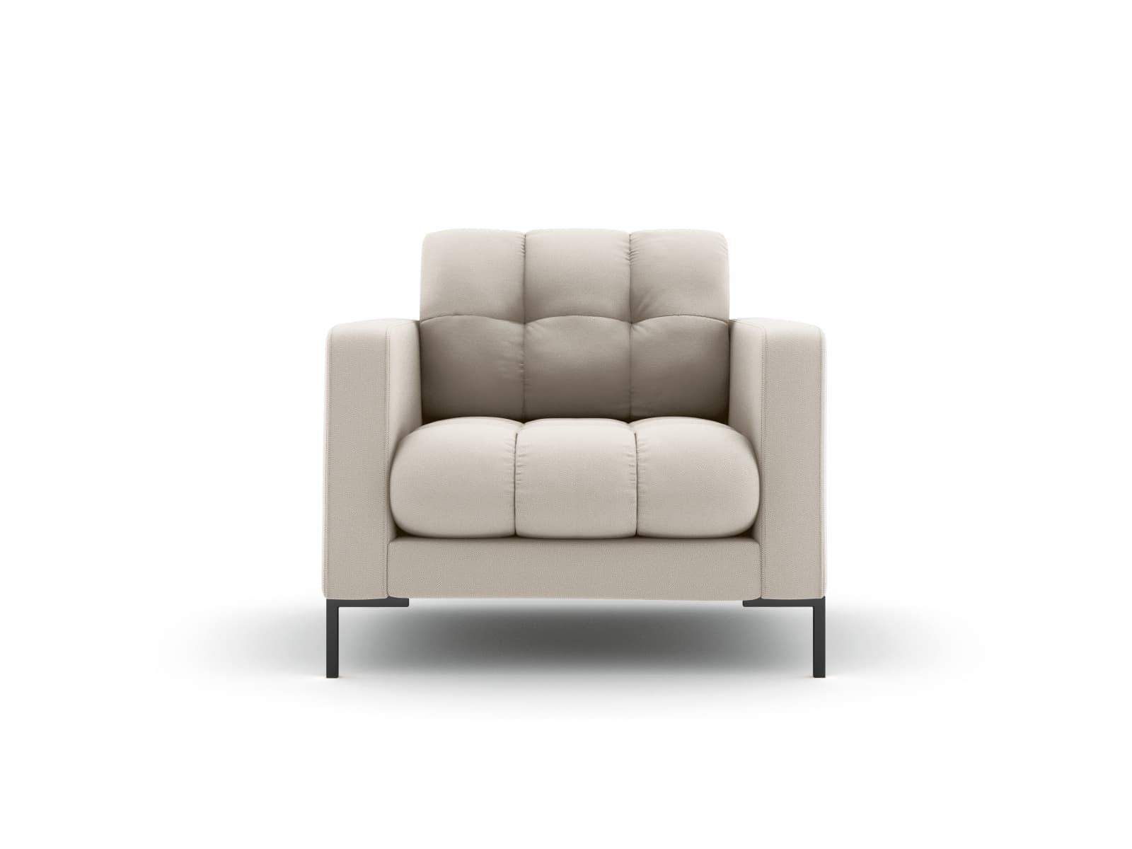 MICADONI Mamaia fåtölj, med armstöd, 1 sits - beige tyg och svart metall