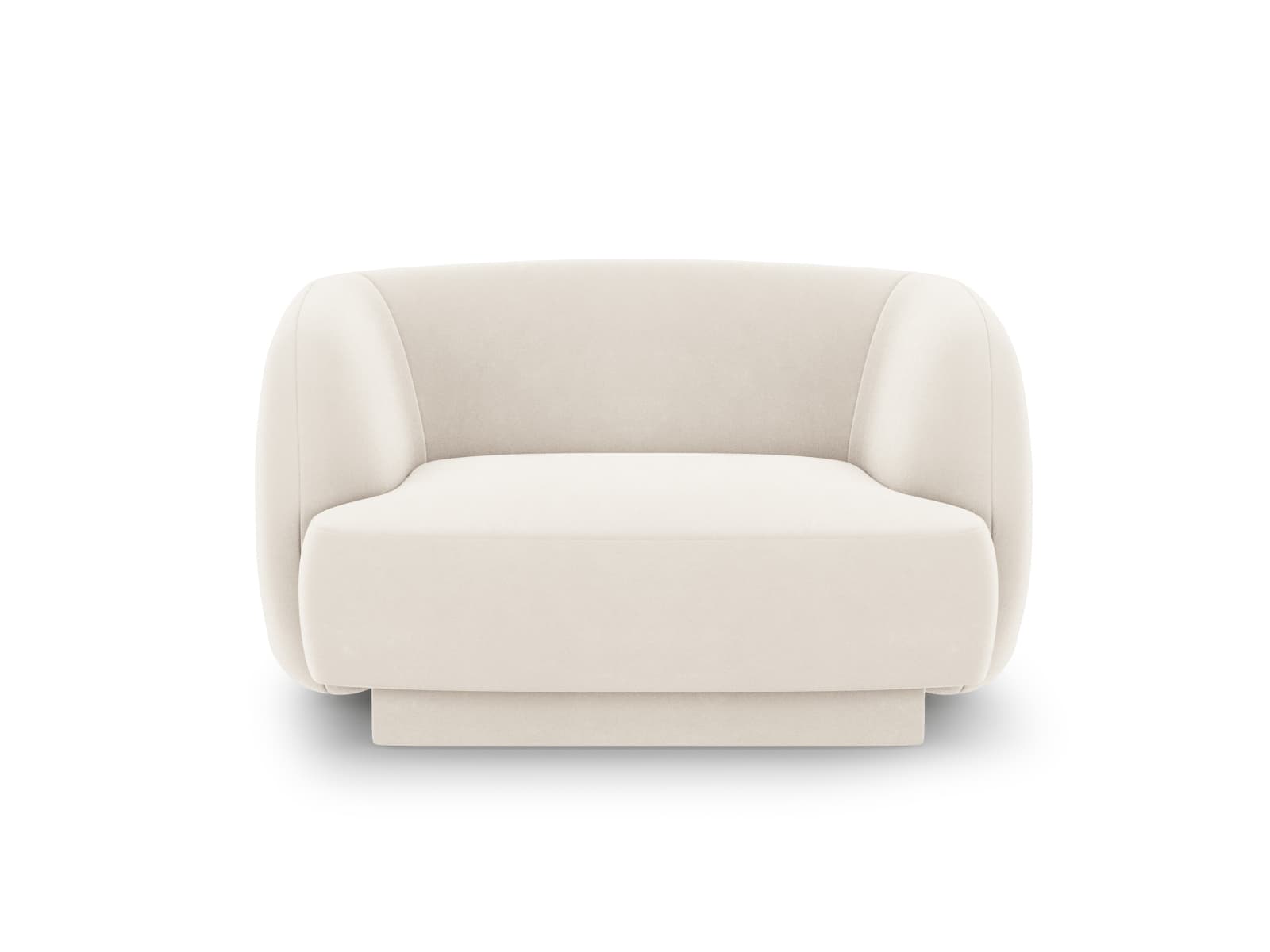 MICADONI Miley fåtölj, med armstöd, 1 sits - beige sammet och svart plast