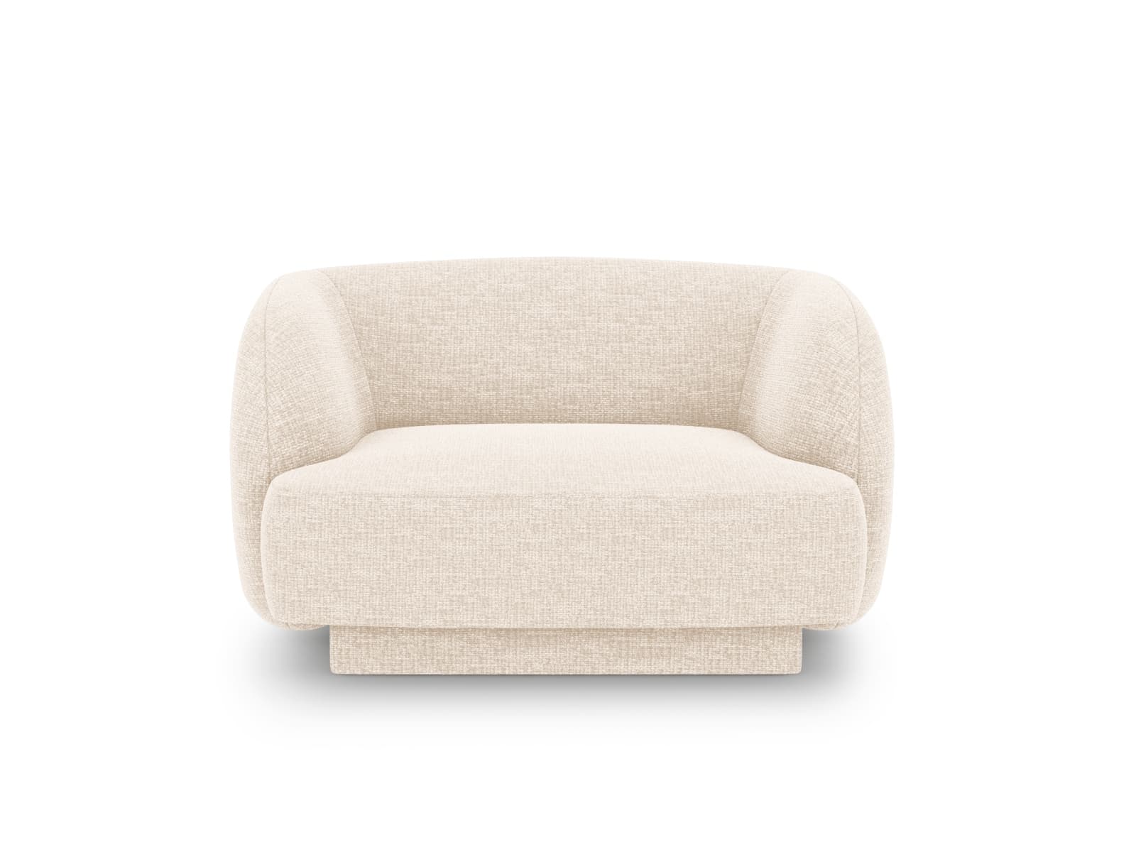 MICADONI Miley fåtölj, med armstöd, 1 sits - beige chenille och svart plast
