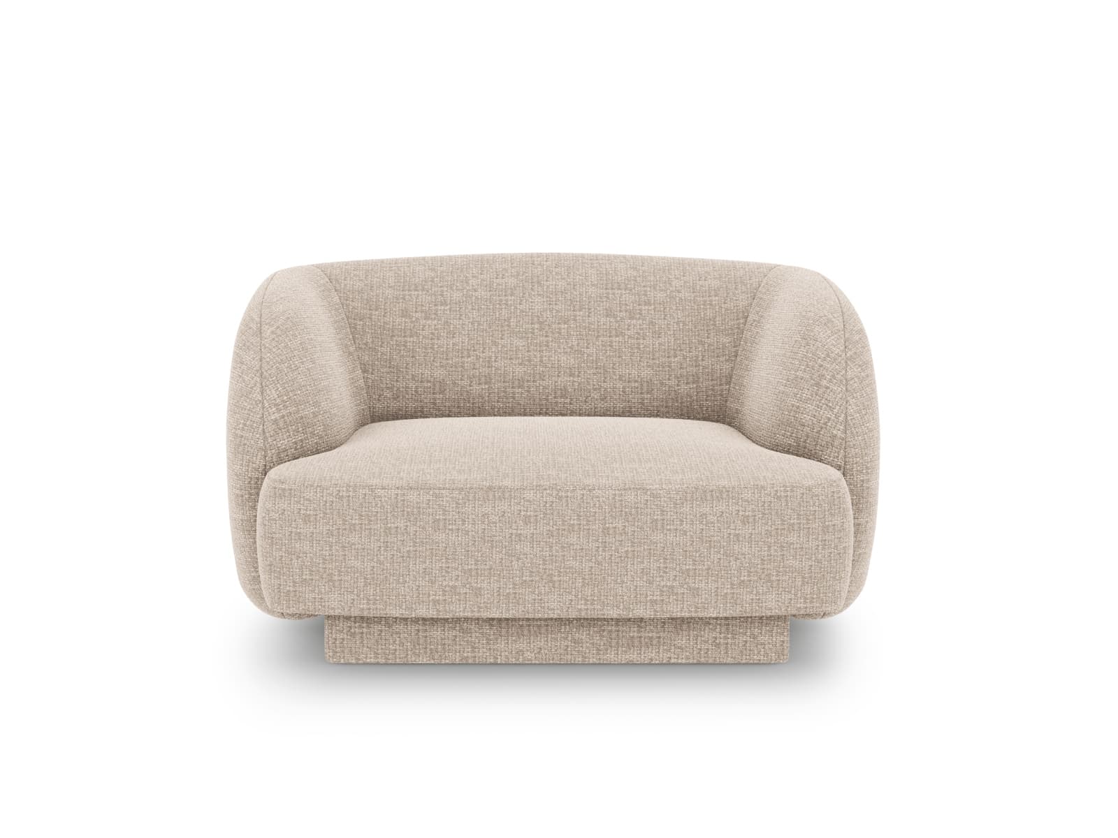 MICADONI Miley fåtölj, med armstöd, 1 sits - beige chenille och svart plast