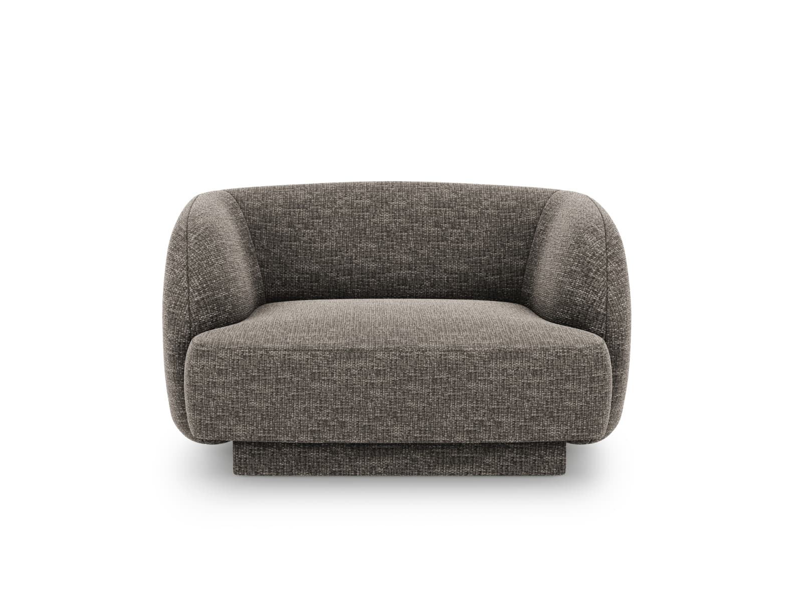 MICADONI Miley fåtölj, med armstöd, 1 sits - grå chenille och svart plast