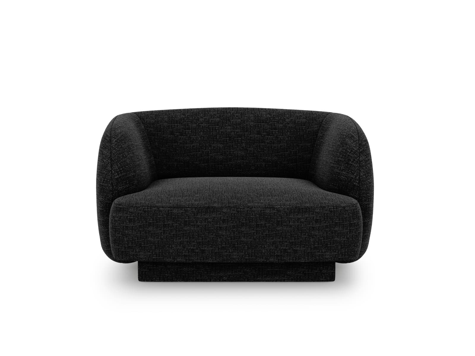 MICADONI Miley fåtölj, med armstöd, 1 sits - svart chenille och svart plast