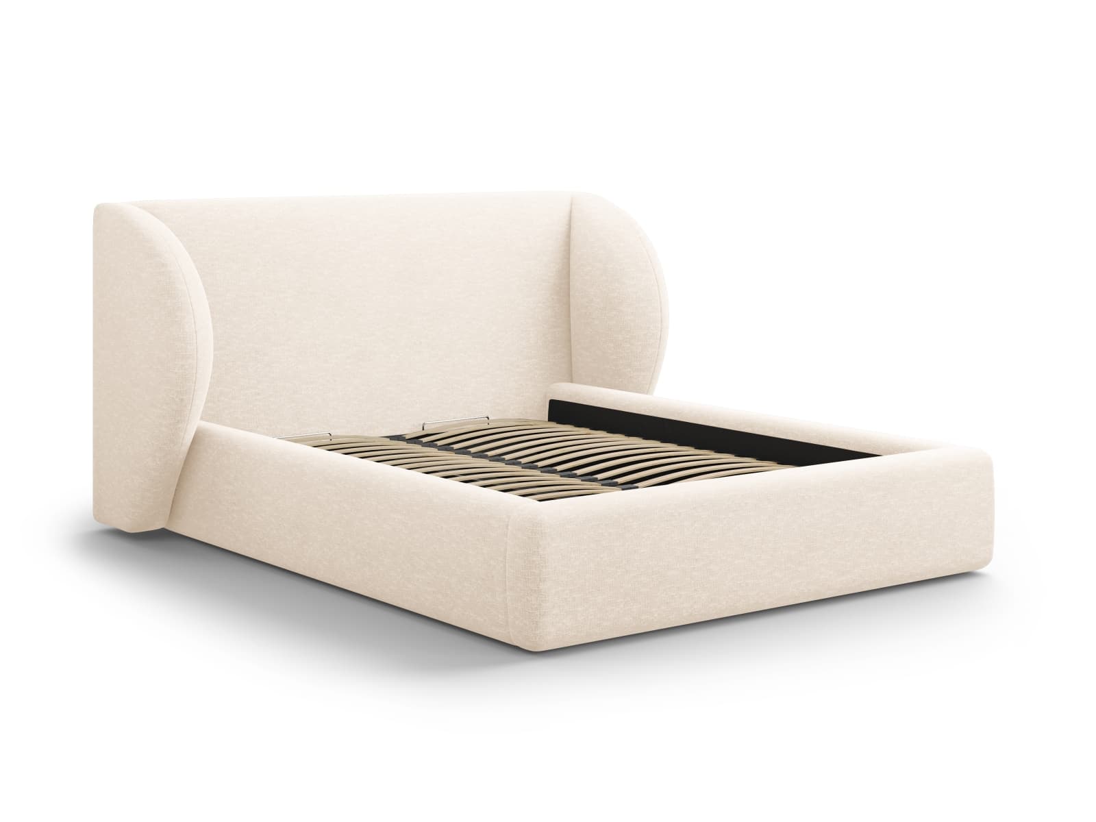 MICADONI Miley sängram, med sänggavel och lameller - beige chenille (140x200)