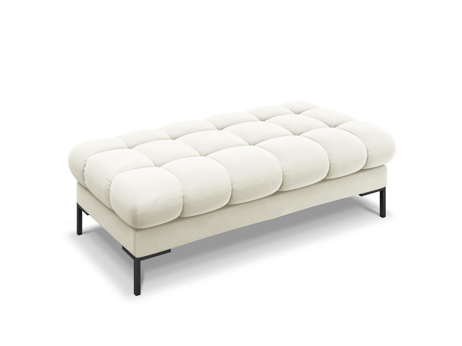 MICADONI Mamaia bänk,, 2 säten, rektangulär - beige sammet och svart metall (62x133x41)