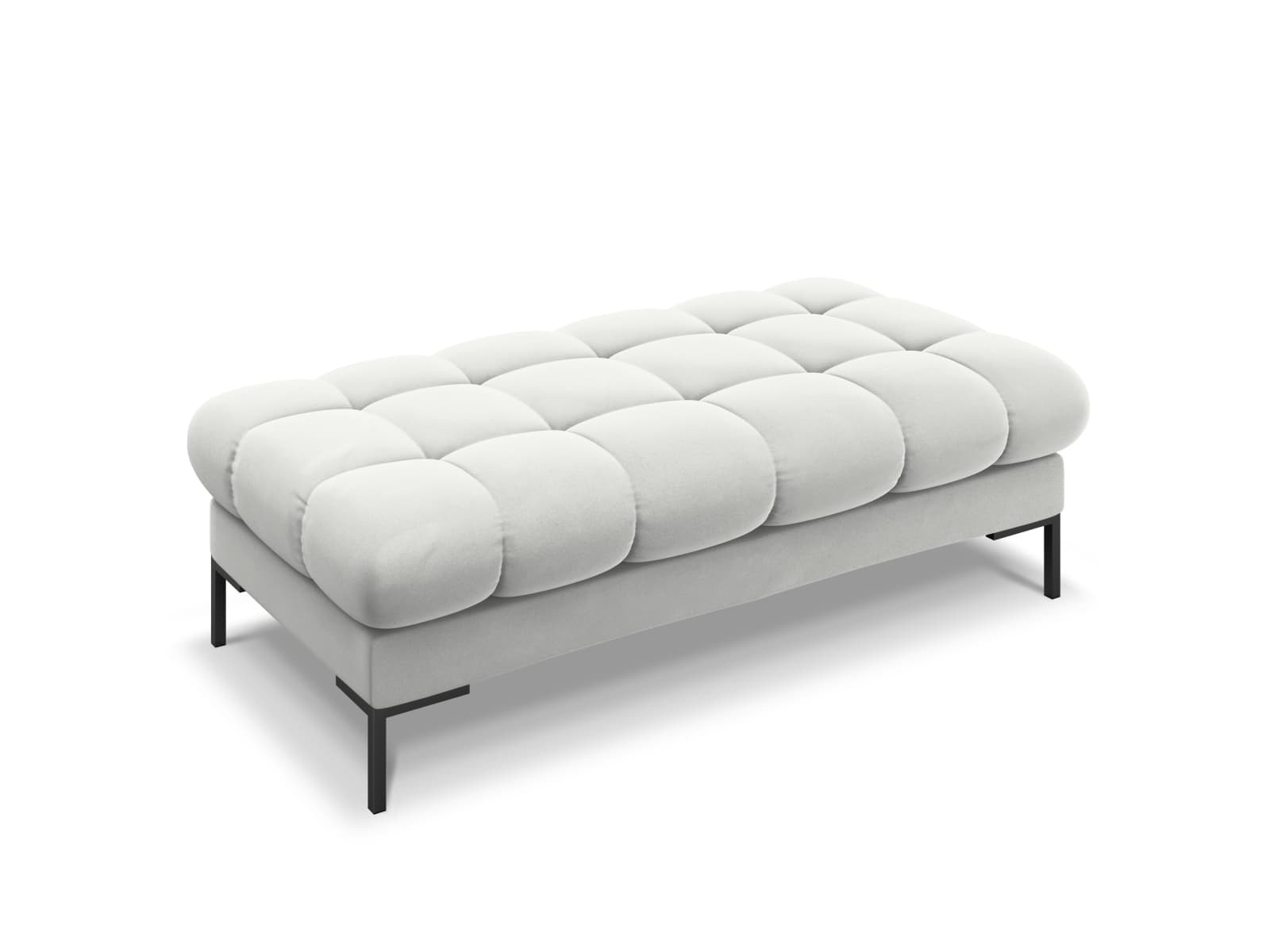 MICADONI Mamaia bänk,, 2 säten, rektangulär - silver sammet och svart metall (62x133x41)