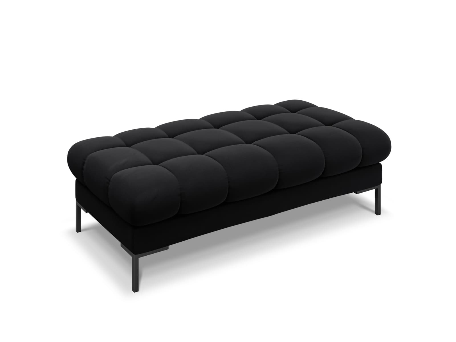 MICADONI Mamaia bänk,, 2 säten, rektangulär - svart sammet och svart metall (62x133x41)