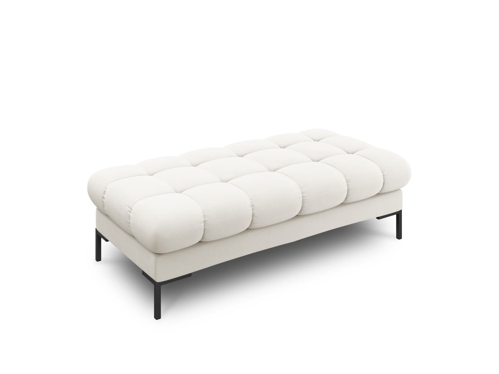 MICADONI Mamaia bänk,, 2 säten, rektangulär - beige tyg och svart metall (62x133x41)