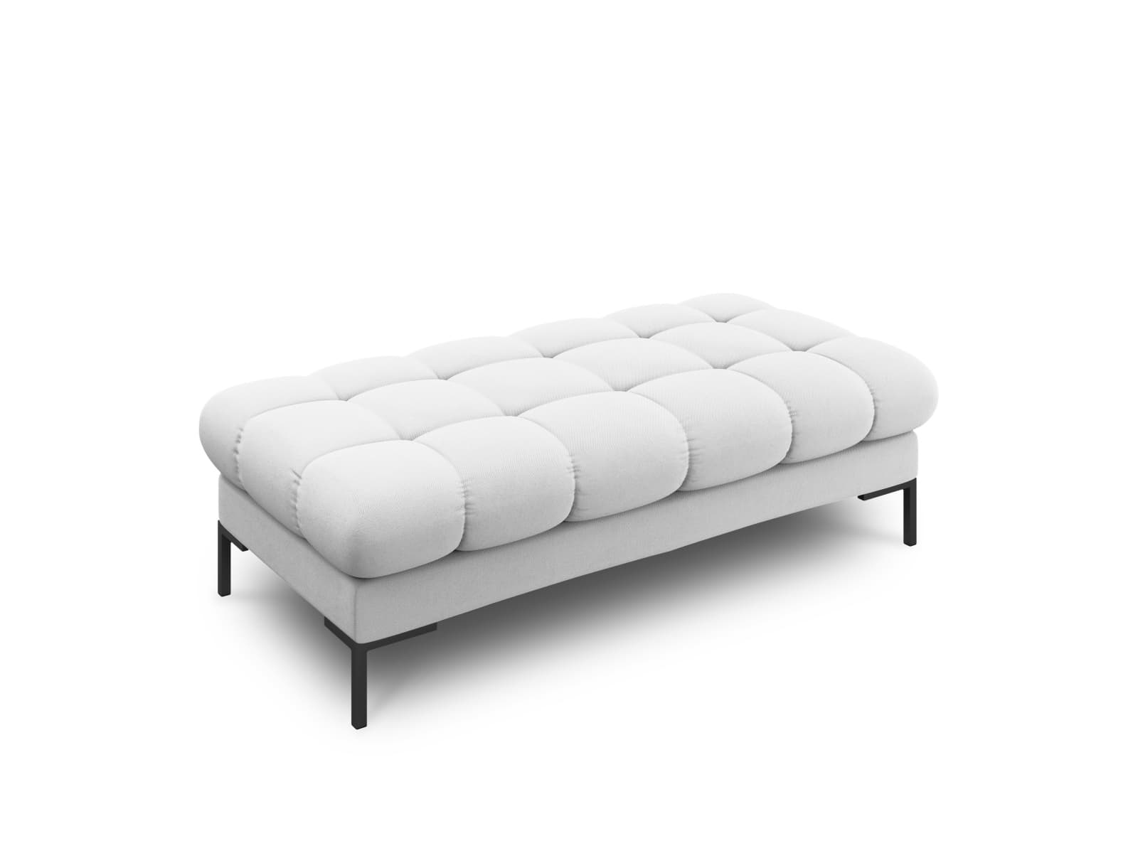 MICADONI Mamaia bänk,, 2 säten, rektangulär - grått tyg och svart metall (62x133x41)
