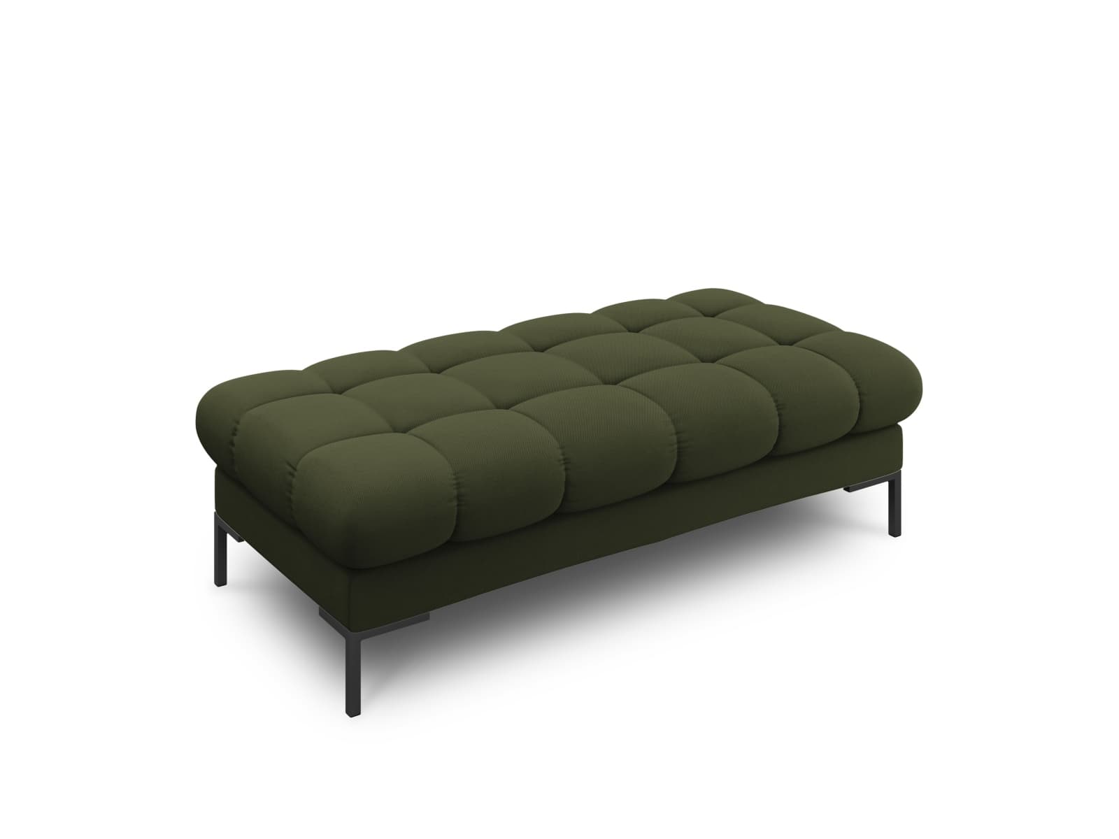 MICADONI Mamaia bänk,, 2 säten, rektangulär - grönt tyg och svart metall (62x133x41)