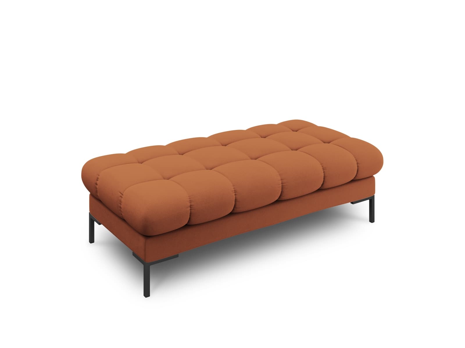 MICADONI Mamaia bänk,, 2 säten, rektangulär - brunt tyg och svart metall (62x133x41)