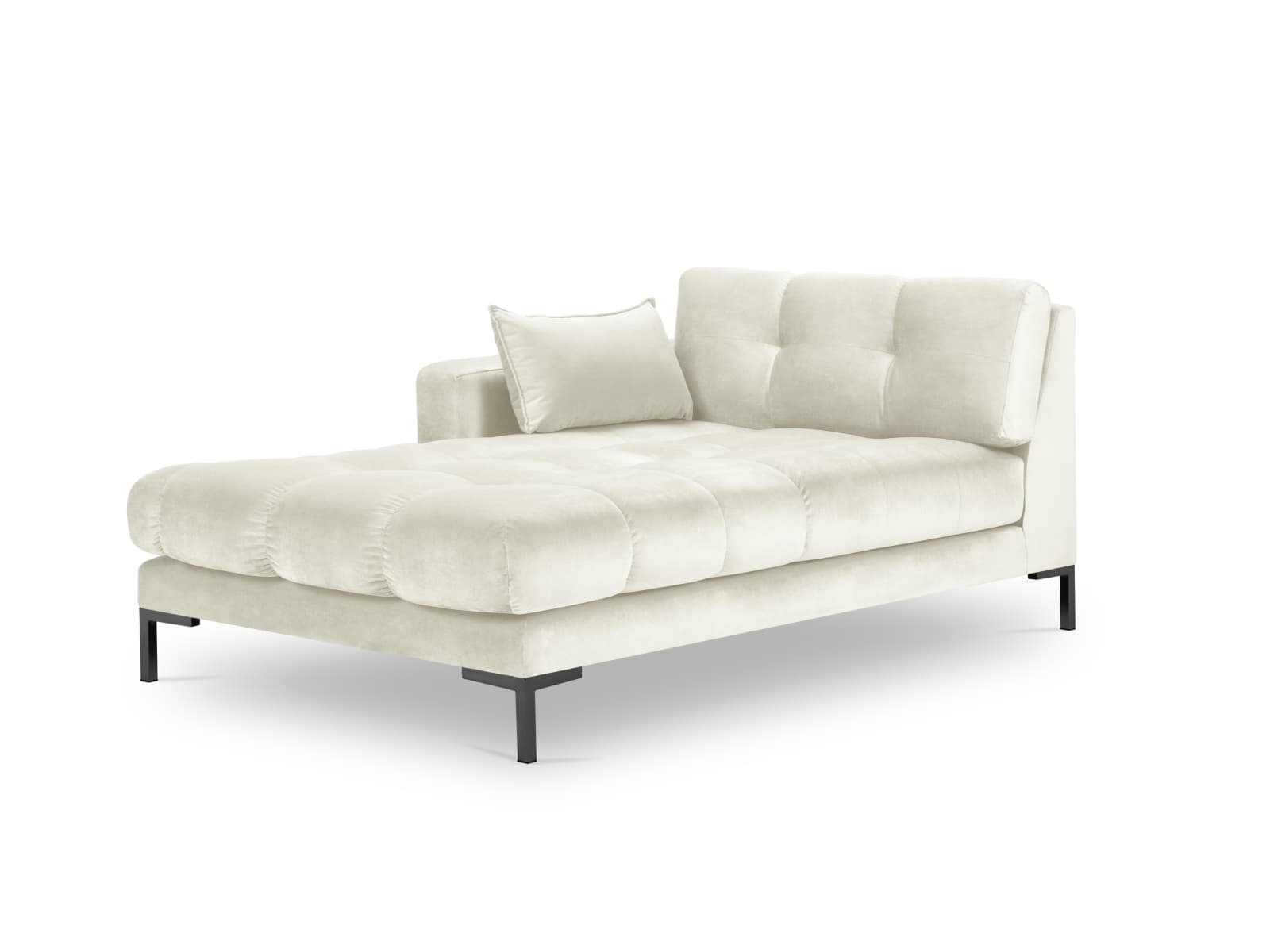 MICADONI Mamaia schäslong, vänster - beige sammet och svart metall (185x102x75)