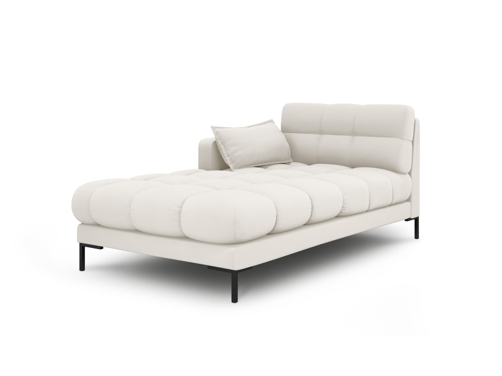 MICADONI Mamaia schäslong, vänster - beige tyg och svart metall (185x102x75)