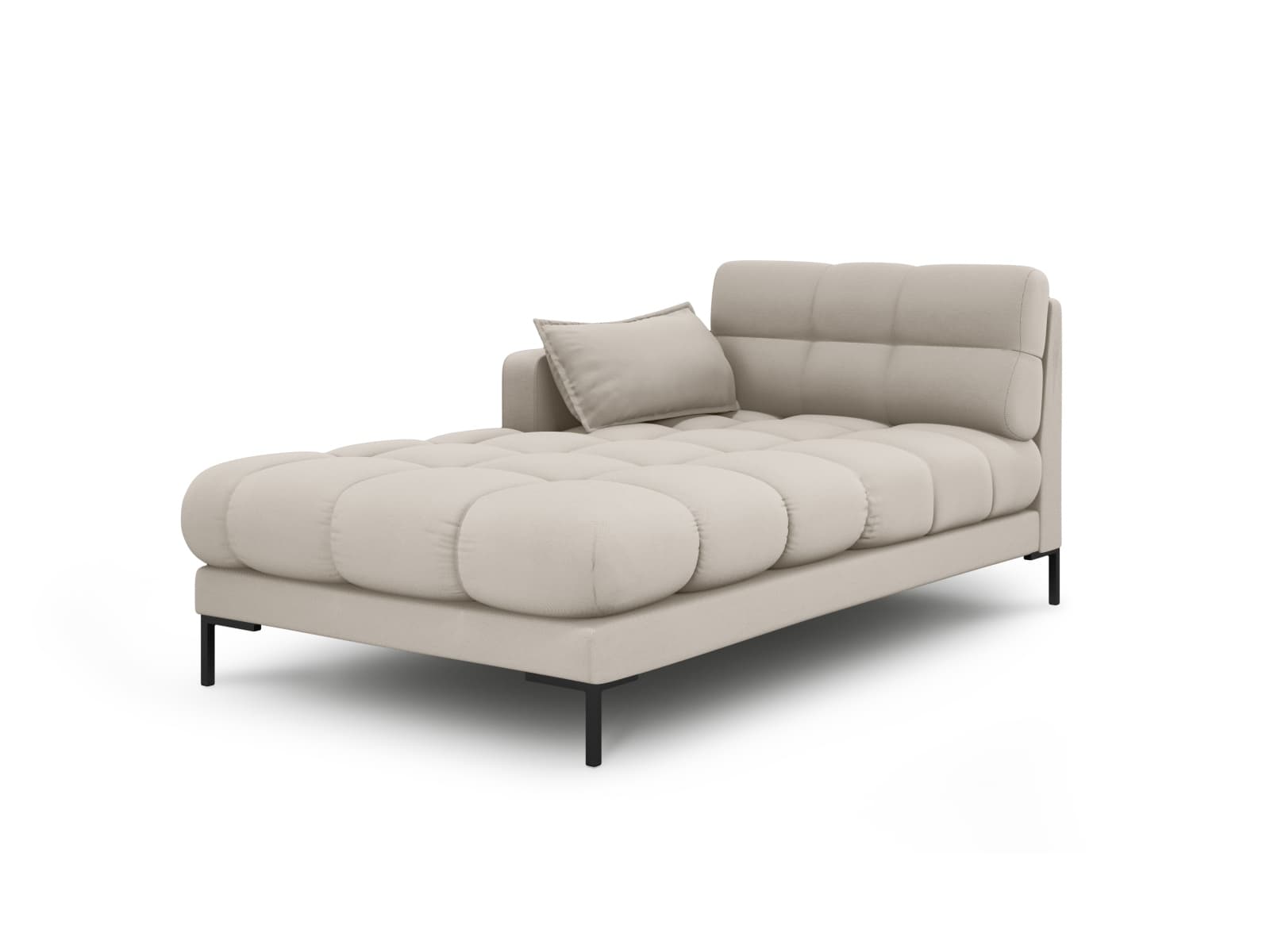 MICADONI Mamaia schäslong, vänster - beige tyg och svart metall (185x102x75)