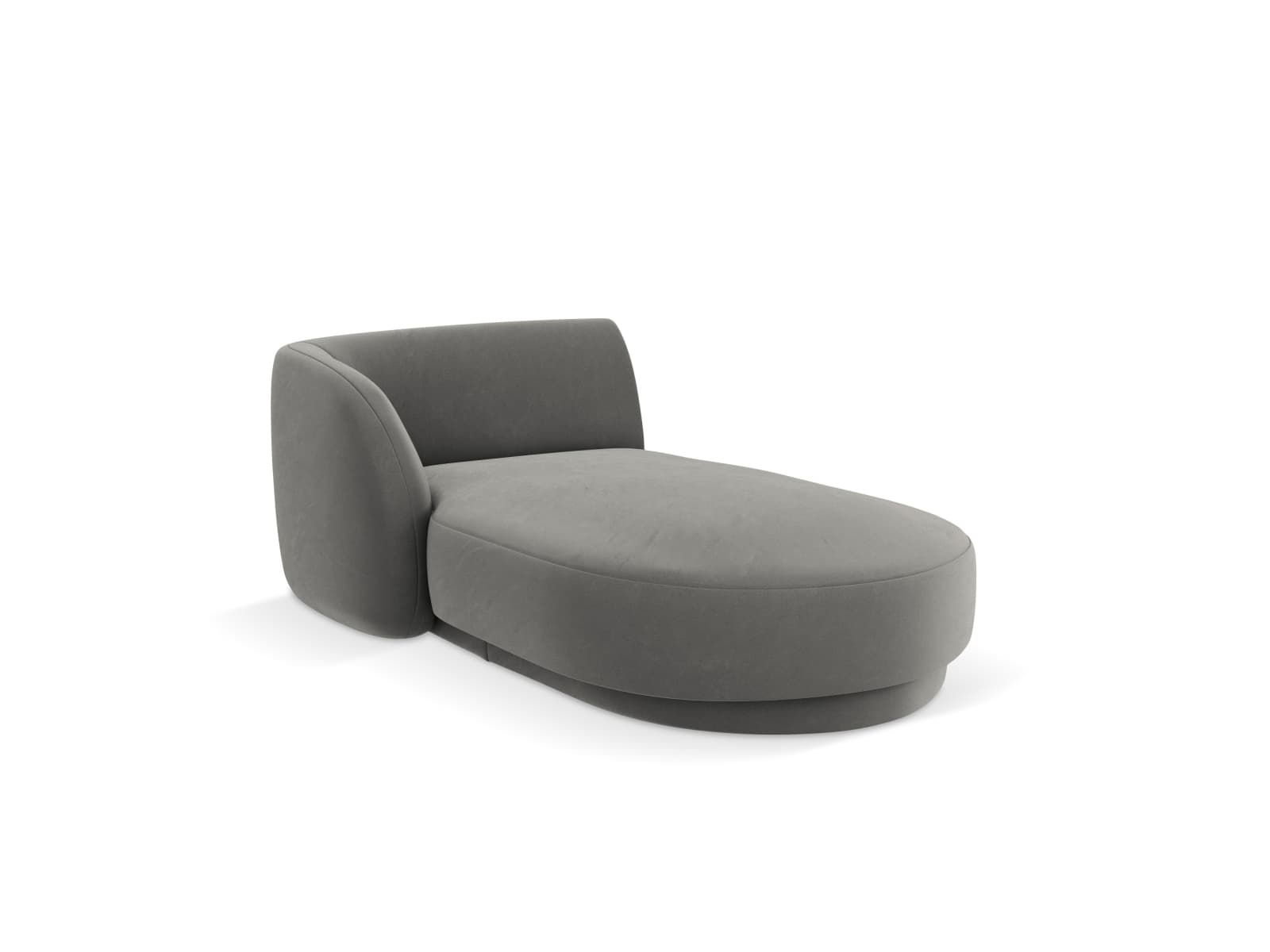 MICADONI Miley schäslong, vänster - grå sammet och svart plast (150x95x70)