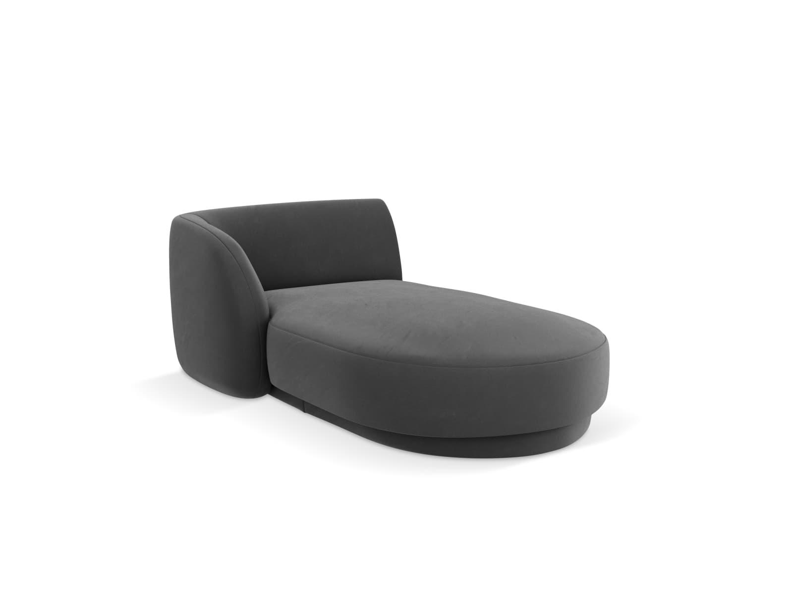 MICADONI Miley schäslong, vänster - grå sammet och svart plast (150x95x70)