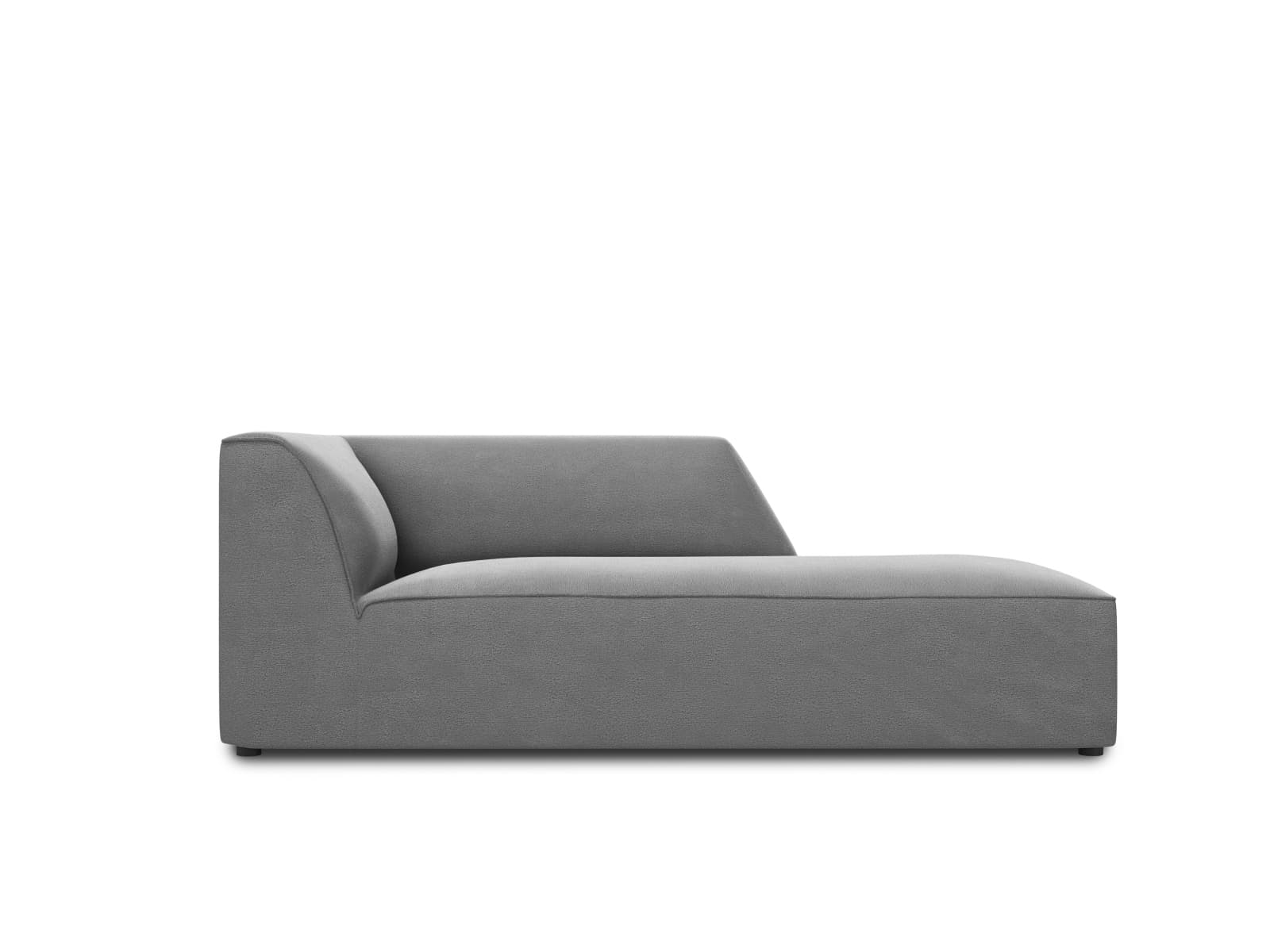 MICADONI Ruby schäslong, höger - grå sammet och svart plast (180x93x69)