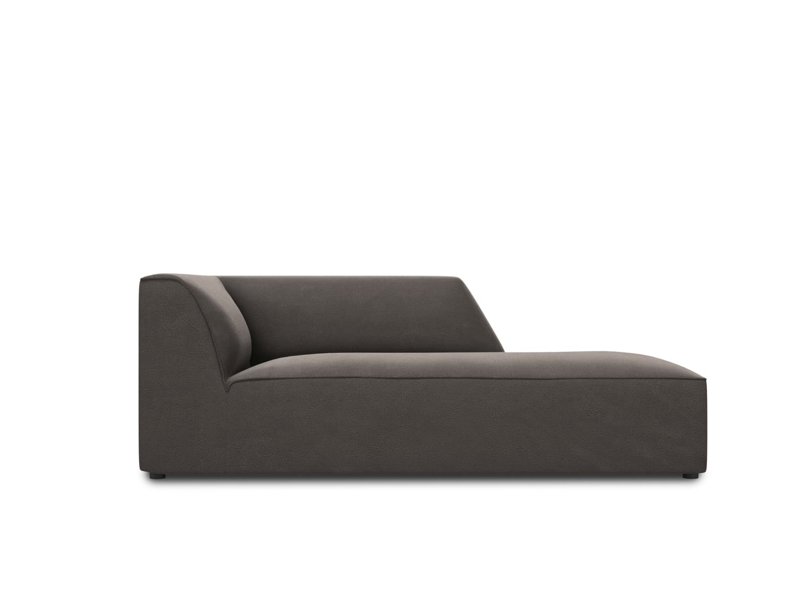 MICADONI Ruby schäslong, höger - antracitgrå sammet och svart plast (180x93x69)