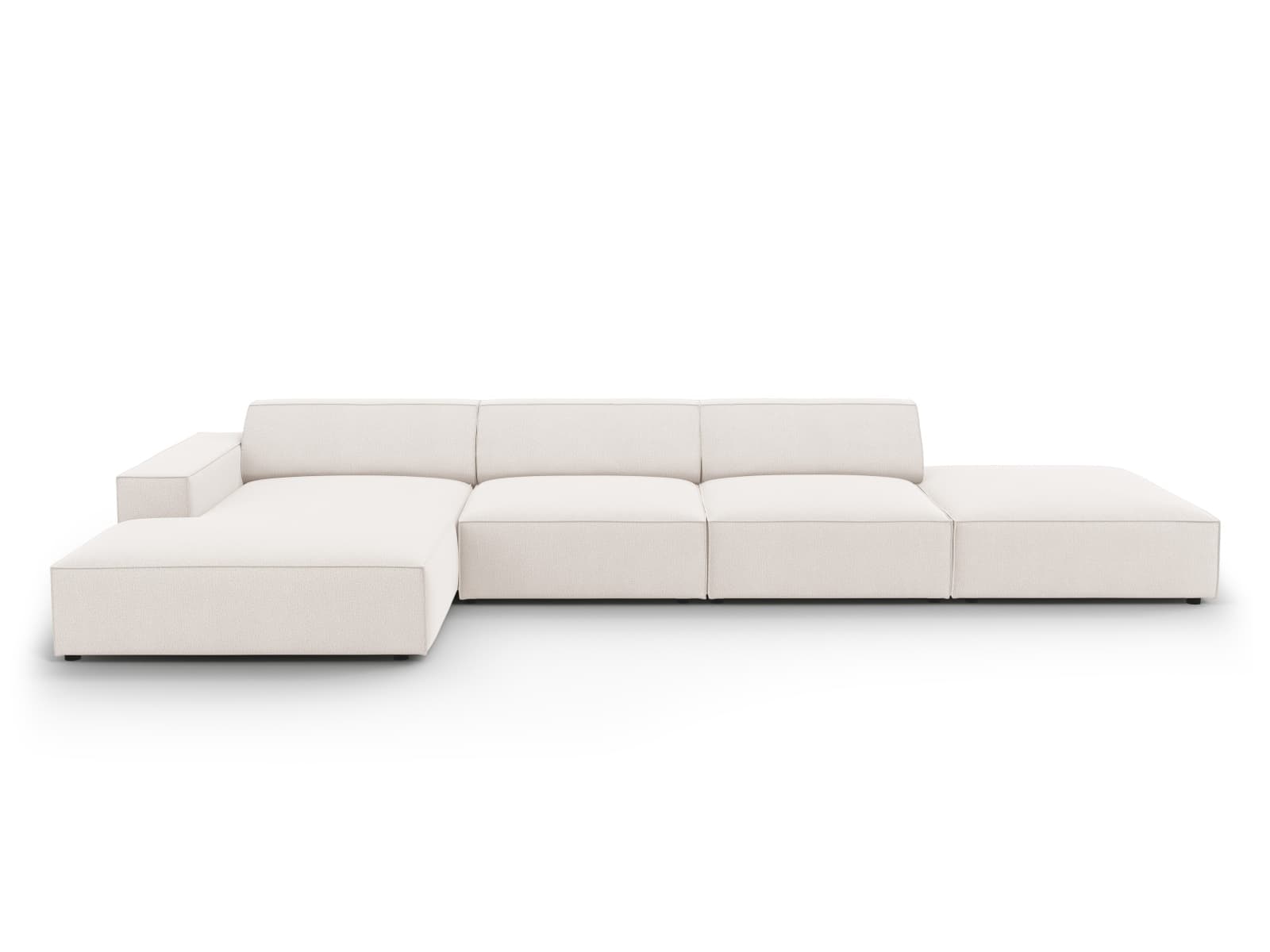 MICADONI Jodie hörnsoffa, vänster, 5 sittplatser - beige tyg och svart plast