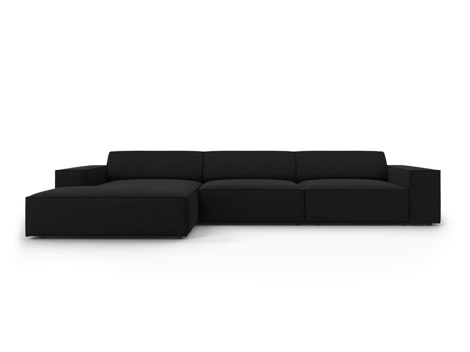MICADONI Jodie hörnsoffa, vänster, 4 sittplatser - svart tyg och svart plast