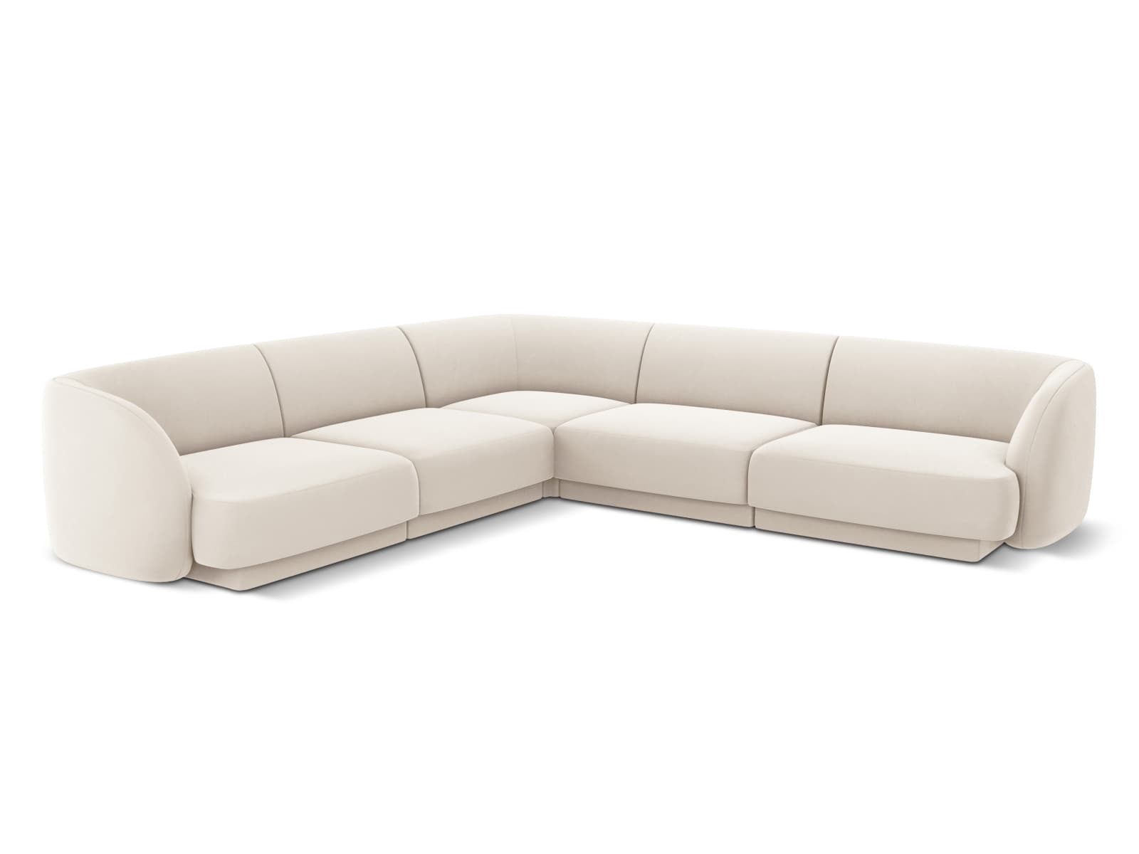 MICADONI Miley Symmetrisk hörnsoffa, 5 sittplatser - beige sammet och svart plast