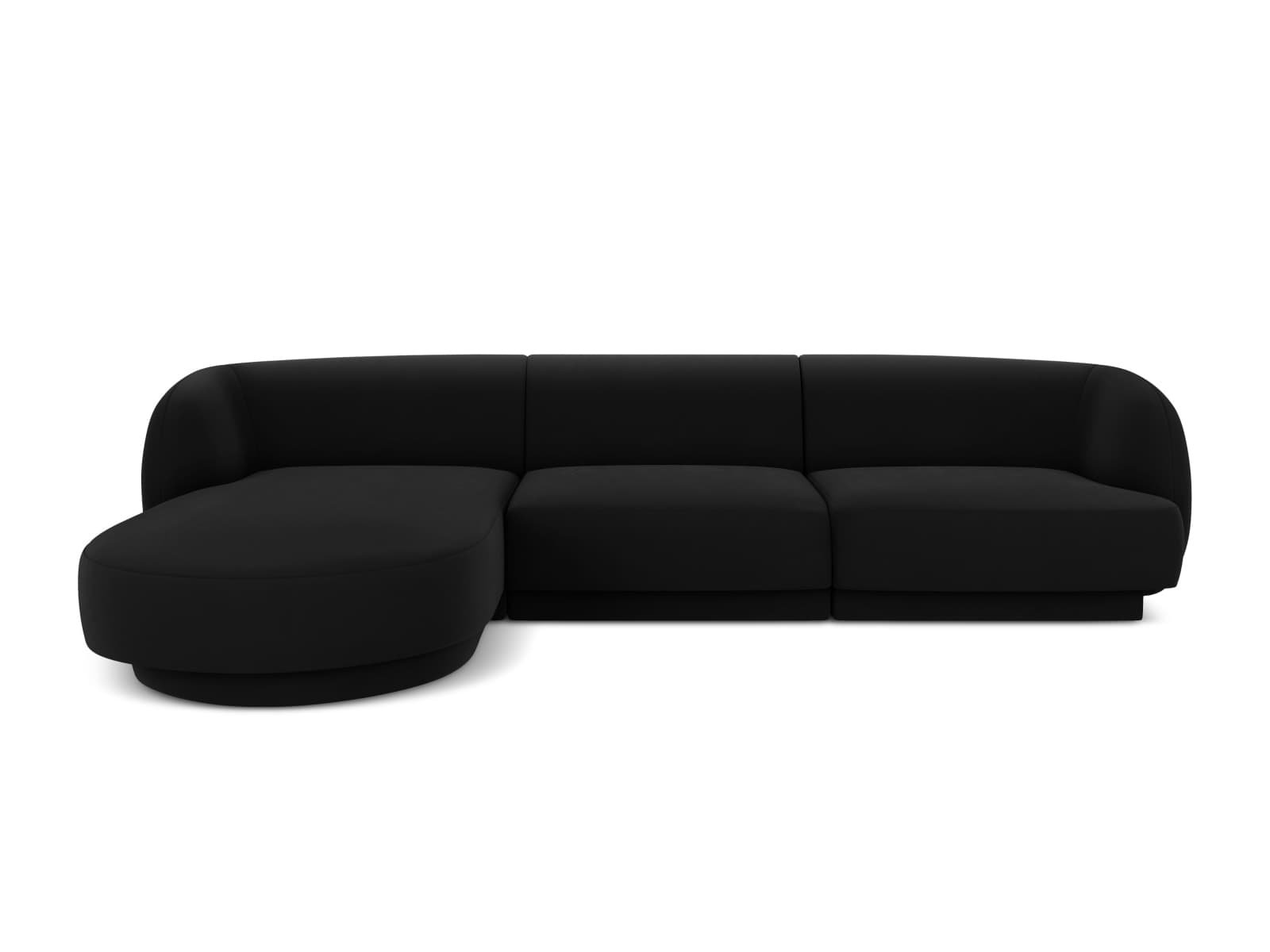 MICADONI Miley hörnsoffa, vänster, 4 sittplatser - svart sammet och svart plast