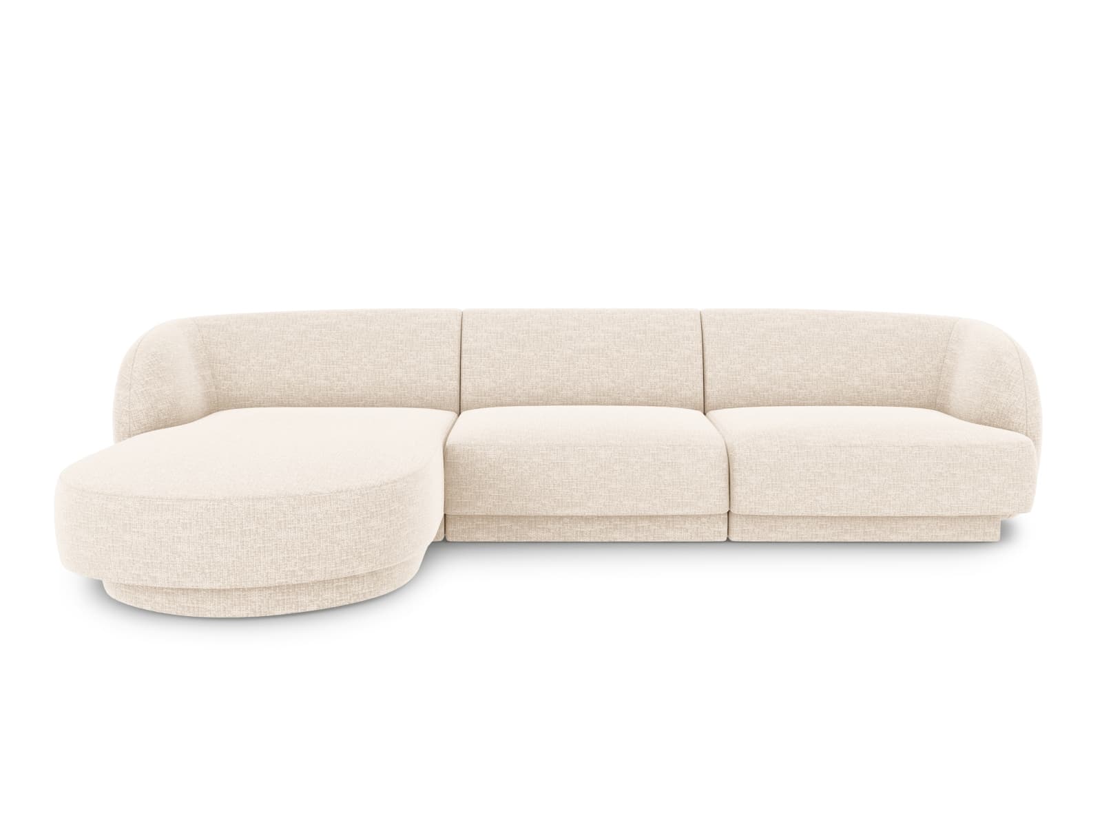 MICADONI Miley hörnsoffa, vänster, 4 sittplatser - beige chenille och svart plast