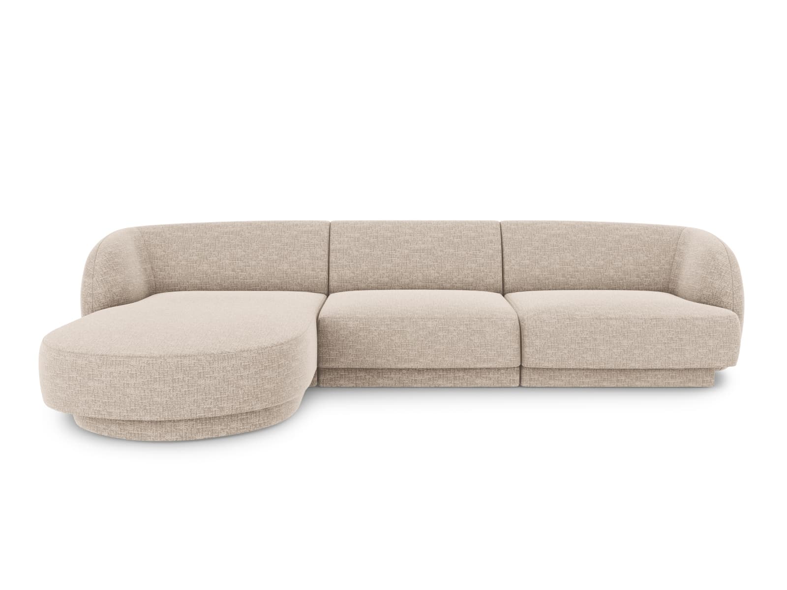 MICADONI Miley hörnsoffa, vänster, 4 sittplatser - beige chenille och svart plast